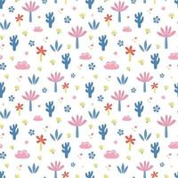 Doodle jungle vector pattern. Childish seamless print