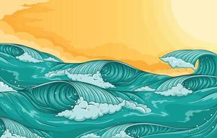 Japan Waves Background vector