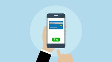 aplicación de banca en línea, pago móvil, pago completado.