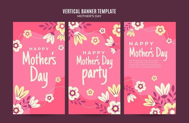 Happy Mother's Day Retro Web Banner for Social Media Vertical Poster, banner, space area and background