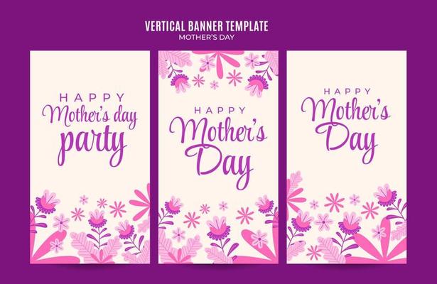 Happy Mother's Day Retro Web Banner for Social Media Vertical Poster, banner, space area and background