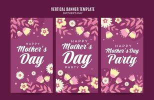Happy Mother's Day Retro Web Banner for Social Media Vertical Poster, banner, space area and background vector
