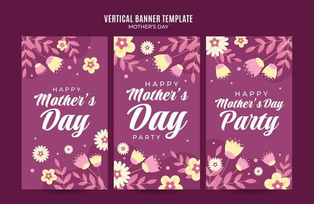 Happy Mother's Day Retro Web Banner for Social Media Vertical Poster, banner, space area and background