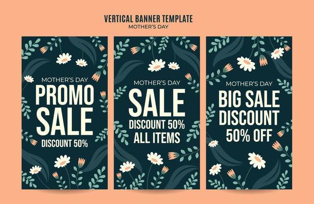 Happy Mother's Day Retro Web Banner for Social Media Vertical Poster, banner, space area and background