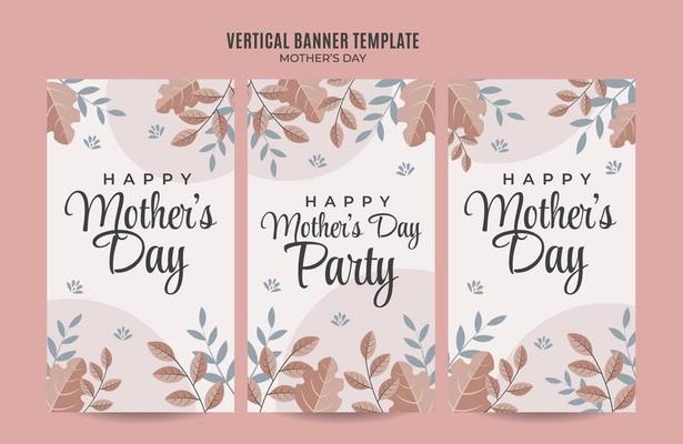 Happy Mother's Day Retro Web Banner for Social Media Vertical Poster, banner, space area and background