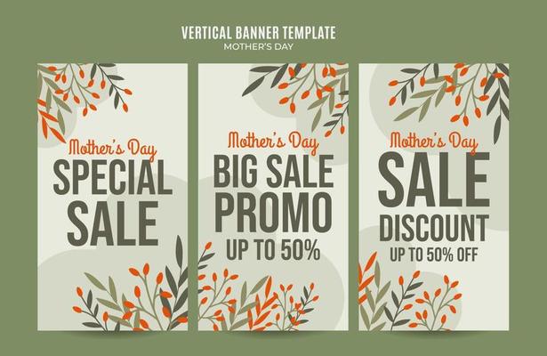 Happy Mother's Day Retro Web Banner for Social Media Vertical Poster, banner, space area and background
