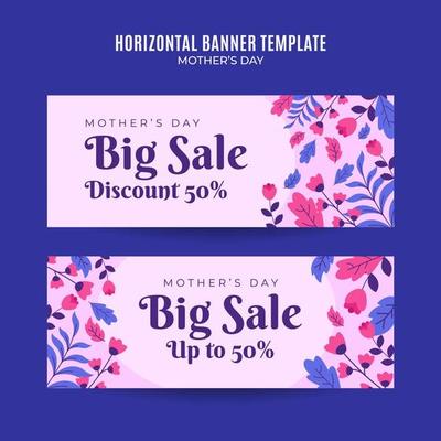 Happy Mother's Day Retro Web Banner for Social Media Horizontal Poster, banner, space area and background
