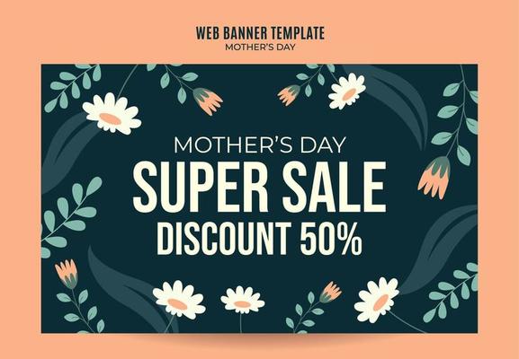 Happy Mother's Day Retro Web Banner for Social Media Poster, banner, space area and background