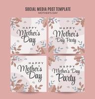 Happy Mother's Day Retro Web Banner for Social Media Square Poster, banner, space area and background vector