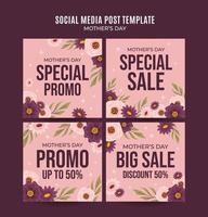 Happy Mother's Day Retro Web Banner for Social Media Square Poster, banner, space area and background vector