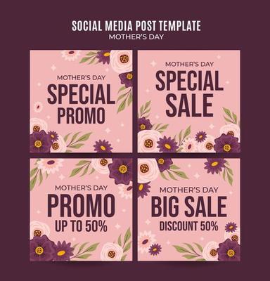 Happy Mother's Day Retro Web Banner for Social Media Square Poster, banner, space area and background