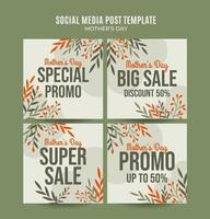 Happy Mother's Day Retro Web Banner for Social Media Square Poster, banner, space area and background vector