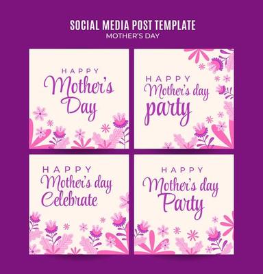 Happy Mother's Day Retro Web Banner for Social Media Square Poster, banner, space area and background