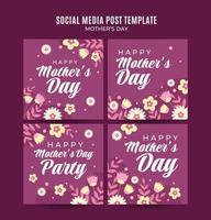 Happy Mother's Day Retro Web Banner for Social Media Square Poster, banner, space area and background vector