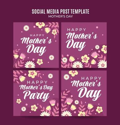 Happy Mother's Day Retro Web Banner for Social Media Square Poster, banner, space area and background