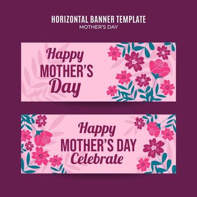 Happy Mother's Day Retro Web Banner for Social Media Horizontal Poster, banner, space area and background