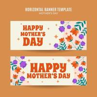 Happy Mother's Day Retro Web Banner for Social Media Horizontal Poster, banner, space area and background vector