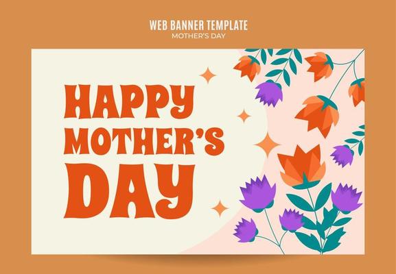 Happy Mother's Day Retro Web Banner for Social Media Poster, banner, space area and background