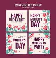 feliz día de la madre banner web retro para afiche cuadrado de medios sociales, banner, área espacial y fondo vector