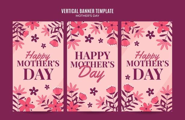 Happy Mother's Day Retro Web Banner for Social Media Vertical Poster, banner, space area and background