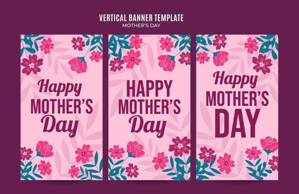 Happy Mother's Day Retro Web Banner for Social Media Vertical Poster, banner, space area and background