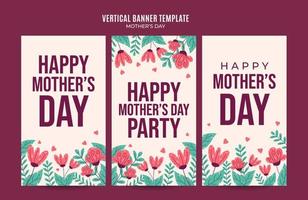 Happy Mother's Day Retro Web Banner for Social Media Vertical Poster, banner, space area and background vector