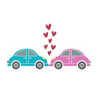 Two cars in love vector