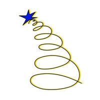 Vector Christmas tree drawn in the form of a spiral with one line