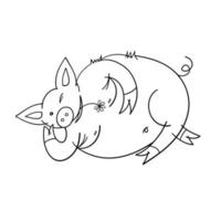 Good-natured pig. Pig is the symbol of the year. Cartoon character children's illustration. vector