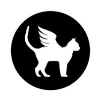 Silhouette of a cat with wings. vector