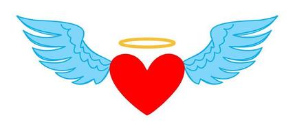 Illustration of Angel Heart and Wings isolated on a white background.