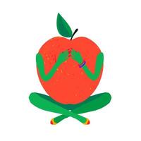 Apple in the form of a woman sitting in the Lotus position. vector