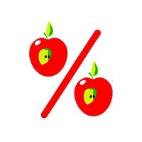 porcentaje de manzana. icono de manzana vector