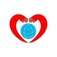 Hands holding globe earth web icon. vector