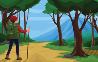 Summer Hiking in the Forest Background vector