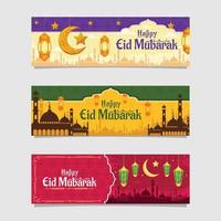conjunto de banner de saludo de temporada de eid al-fitr vector