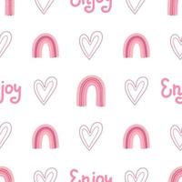 girly arco iris vector de patrones sin fisuras con letras