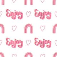 Girly rainbow vector seamless pattern with lettering