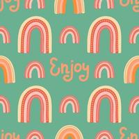 Girly rainbow vector seamless pattern with lettering