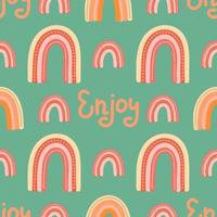 Girly rainbow vector seamless pattern with lettering