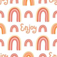 Girly rainbow vector seamless pattern with lettering