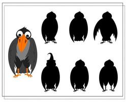 game for kids find the right crow shadow, vector