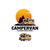 camper van caravan motor home illustration logo vector