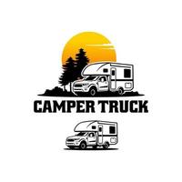 camión camper todoterreno, rv, vector del logotipo de la ilustración de la camioneta camper