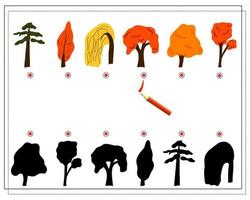 A logical game for children, find the right shade for the trees vector