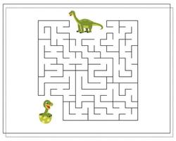 Children's logic game go through the maze. Help the baby brontosaurus to pass the maze, dinosaurs vector