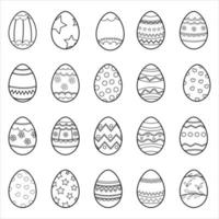 A set of black and white Easter eggs. Coloring book. Happy Easter vector