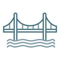 icono de dos colores de la línea del puente golden gate vector