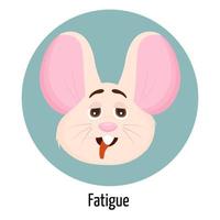 Mouse character with a tired face. Facial expression. Mouse character feelings. vector