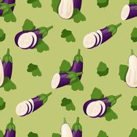Cute eggplant seamless pattern. Flat vector illustration.